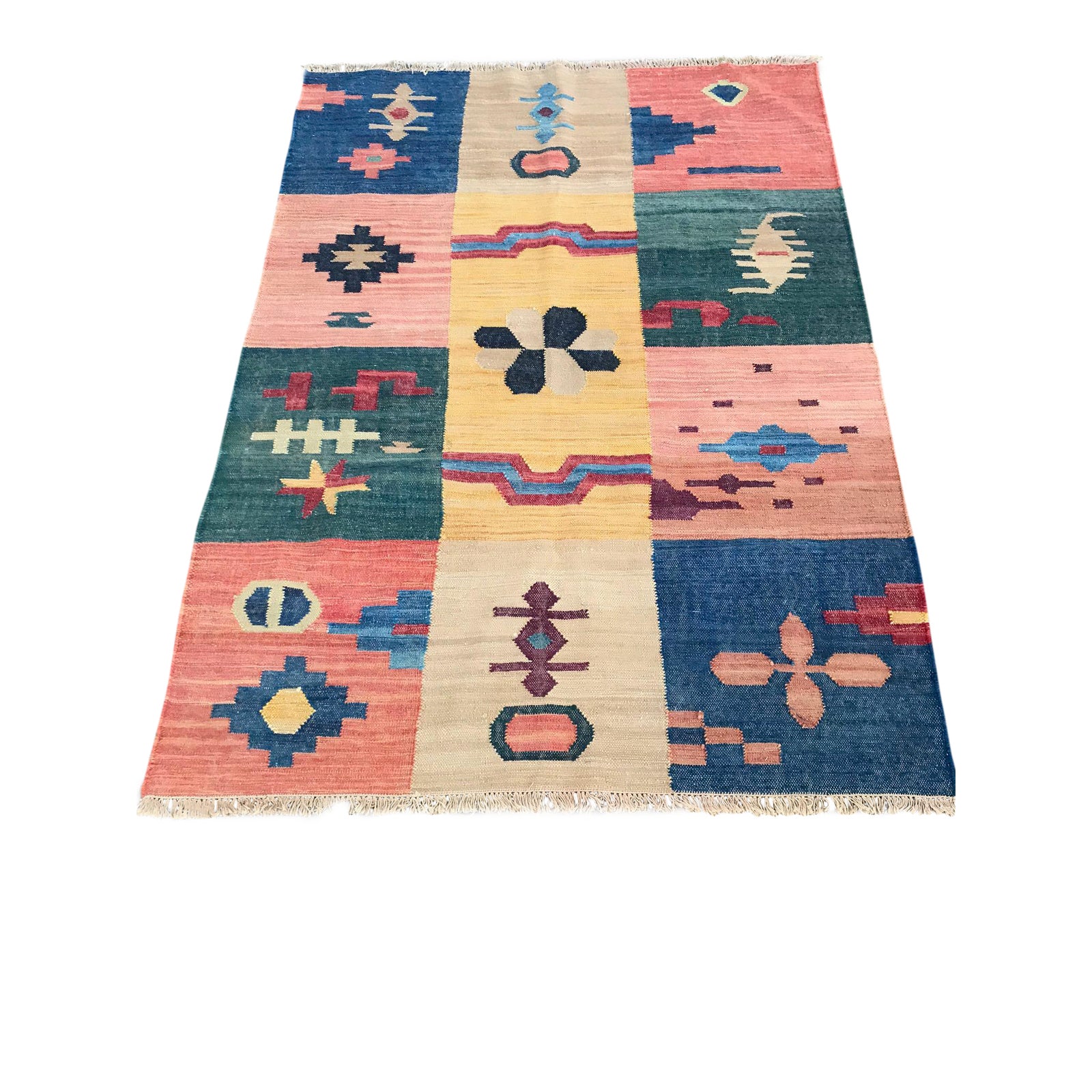 Vintage Hand Loomed Flatweave Southwest Boho Modern Rug 5x7 Chairish