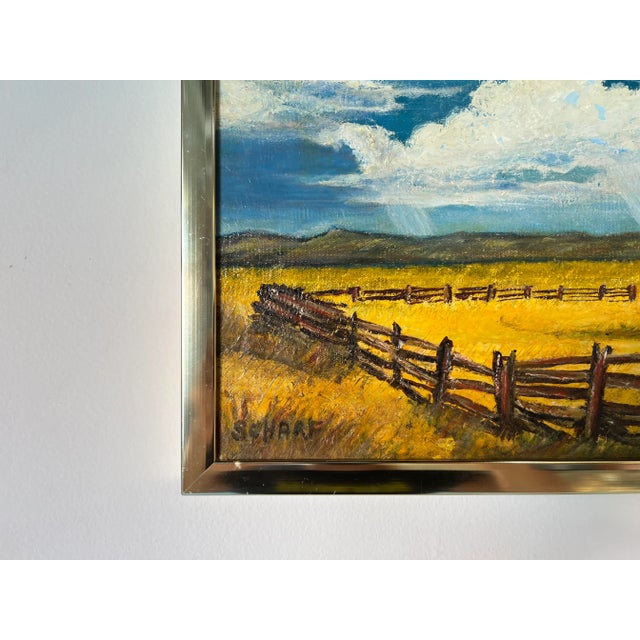 1970's Schafer Autumn Barn Landscape Oil Painting For Sale - Image 9 of 13