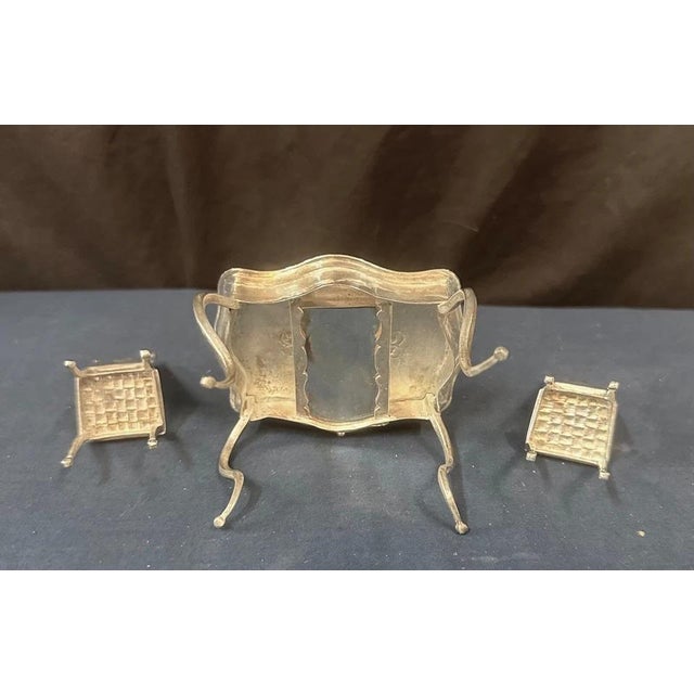 Metal Late 19th Century Miniature "Hallmarked " Furniture - Set of 3 For Sale - Image 7 of 8