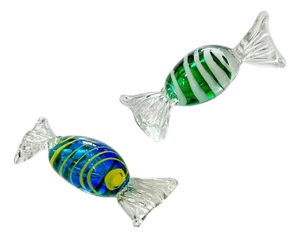 Set of Two Hand Blown Italian Glass Large Size Candies