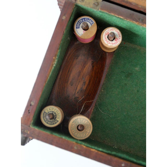 Antique Folk Art Log Cabin Sewing Box For Sale - Image 12 of 17