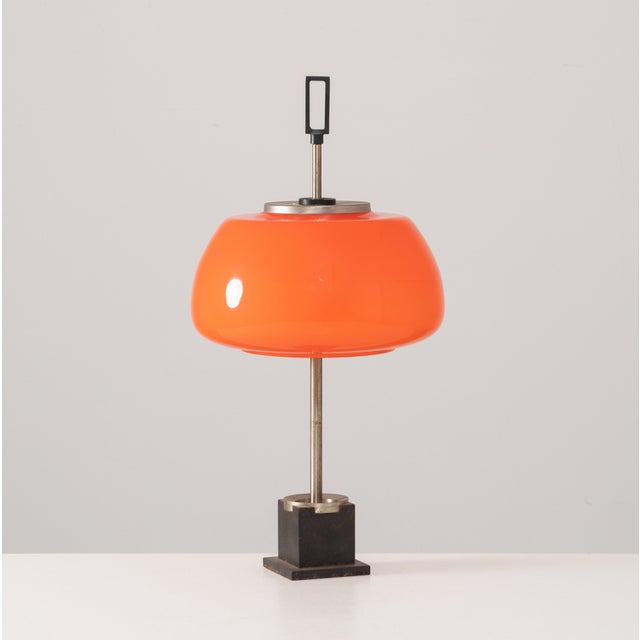 Orange Glass Table / Desk Lamp attributed to Oscar Torlasco for Lumi, 1960s For Sale - Image 12 of 18