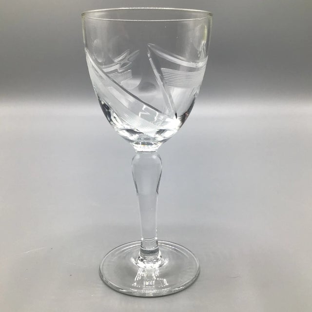 Cut Crystal European Abstract Line and Bubble Stemware-Set of 39 For Sale In Sacramento - Image 6 of 13