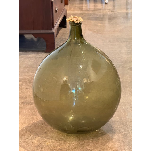 Traditional Large Green Glass Demijohn, Labeled Beaune 1781 For Sale - Image 3 of 5