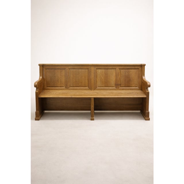Antique Oak Bench, 1920s For Sale - Image 4 of 4