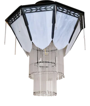 Art Deco Octagonal Chandelier with Glass and Black Metal Mount, 1990s