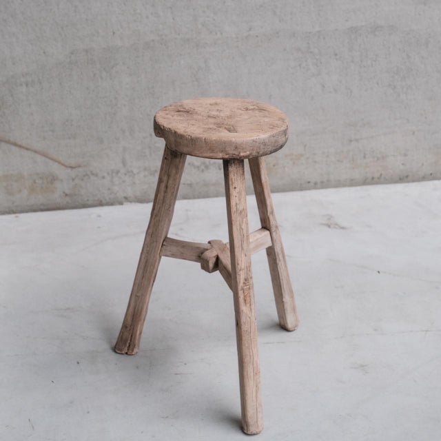 Mid-Century Modern Mid-Century French Wooden Stool, 1940s For Sale - Image 3 of 7
