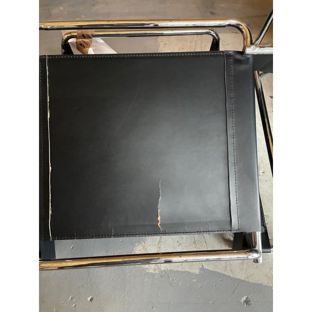Pair of Late 20th Century Black Leather Wasilly Style Chairs, Not Labeled For Sale - Image 15 of 16