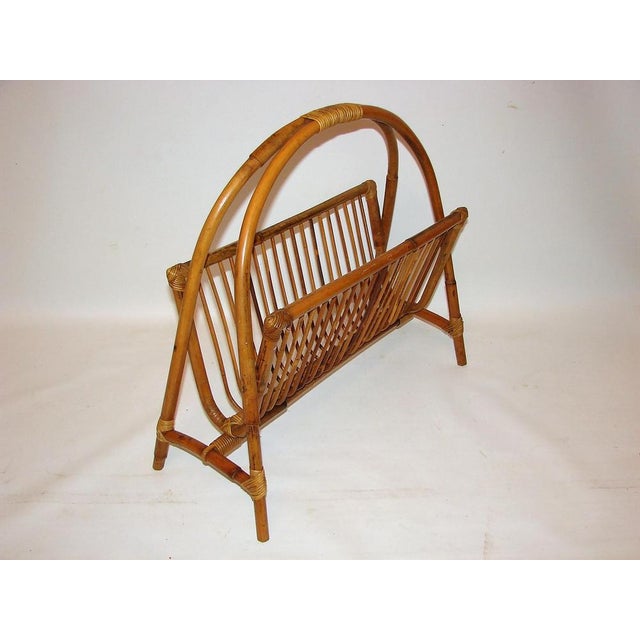 Bamboo Newspaper Rack, 1970s For Sale - Image 4 of 8