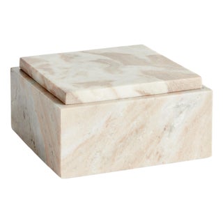 Jaqueline Marble Square Lidded Box Wide For Sale