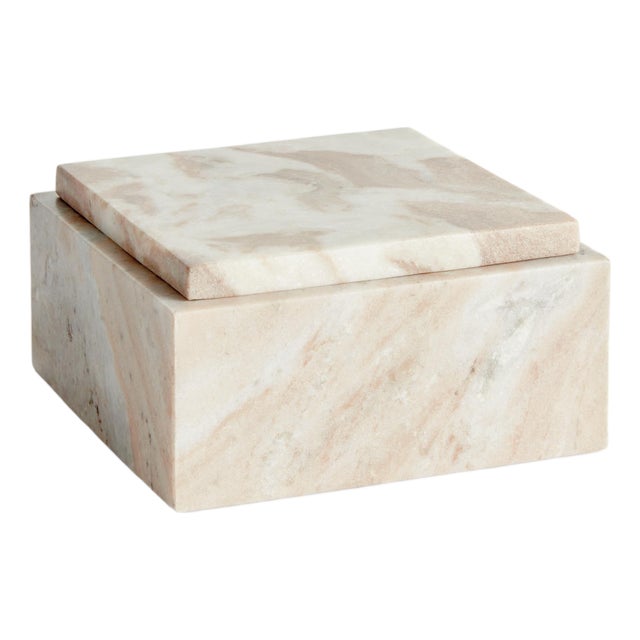 Jaqueline Marble Square Lidded Box Wide For Sale