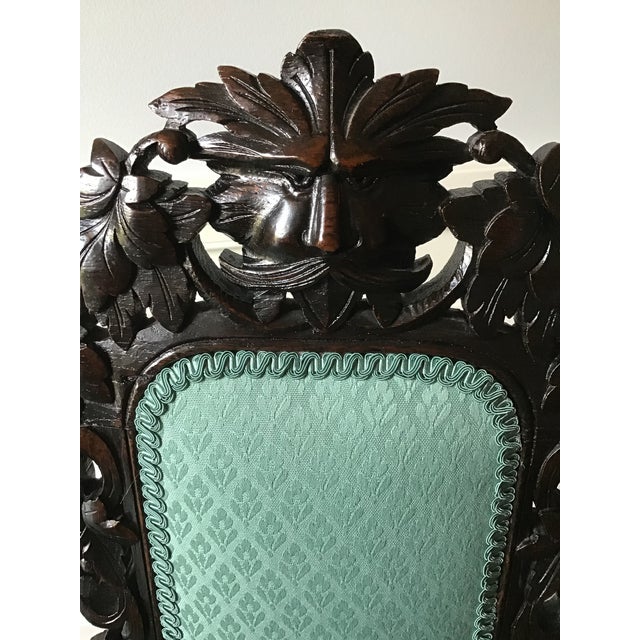 Victorian Oak Green Man Chairs A Pair Chairish