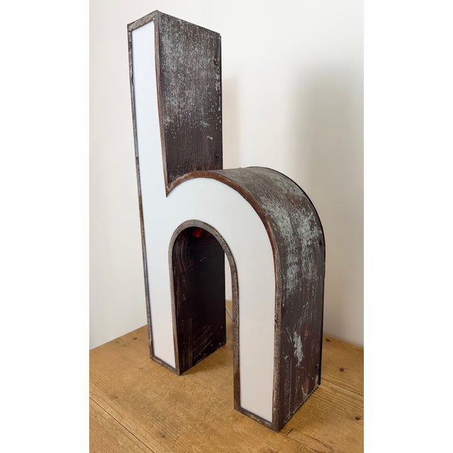 Metal Vintage Illuminated Advertising Letter H, 1960s For Sale - Image 7 of 17