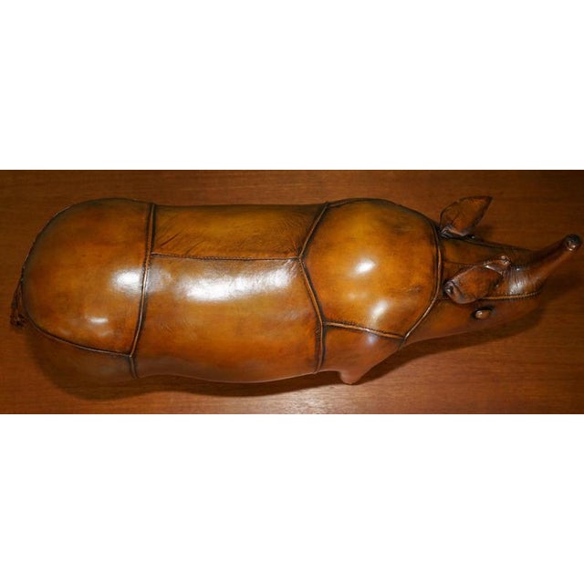 Animal Skin Omersa Brown Leather Rhinoceros Ottoman in the style of Liberty London For Sale - Image 7 of 13