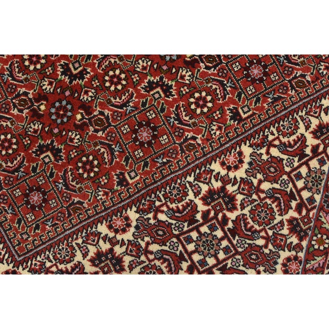 Bidjar Rug 4’8” X 6’6” Red Wool Vintage Traditional Hand-Knotted Carpet For Sale - Image 4 of 12