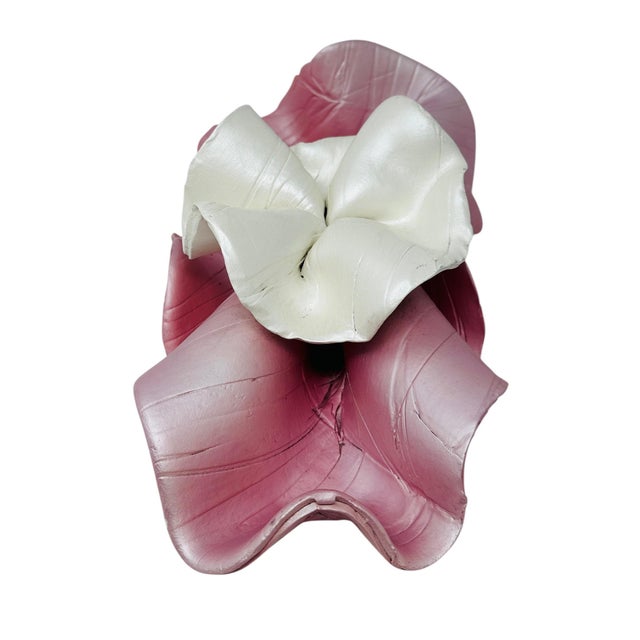 Large 15" Keith Fortley Signed Post-Modern Sculptural Flower Centerpiece – Pink & Opalescent White For Sale - Image 14 of 17