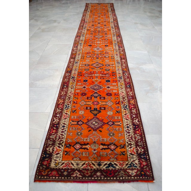 Hand-Knotted Turkish Runner Rug Extra Long Hallway Decor Stair Runner - 2′9″ × 17′7″ For Sale - Image 11 of 17
