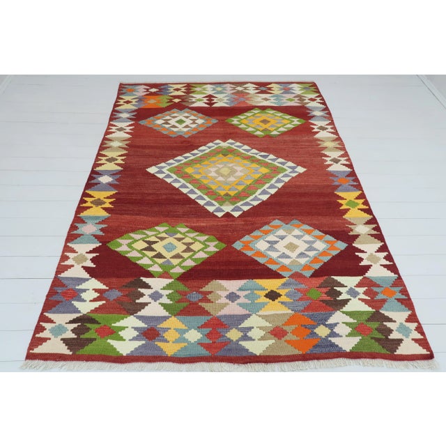 Vintage Turkish Kilim Rug-5′6″ × 7′10″ For Sale - Image 13 of 13