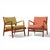 Jens Risom Mid Century Walnut Lounge Chairs - Pair Each chair measures: 26.75 wide x 28 deep x 28.5 high, with a seat...