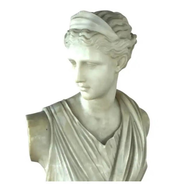 Italian Neoclassical Marble Bust of Diana, 19th Century, Italy Grand Tour For Sale - Image 4 of 14