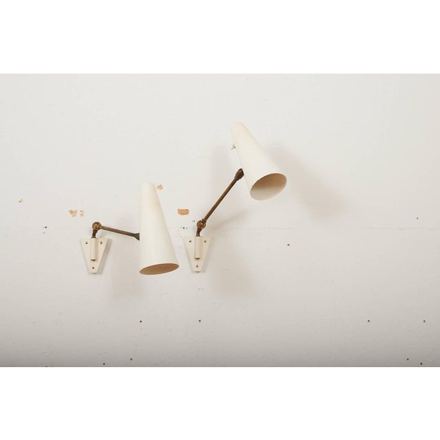Metal Wall Lamps in White Lacquered Metal, Set of 2 For Sale - Image 7 of 11
