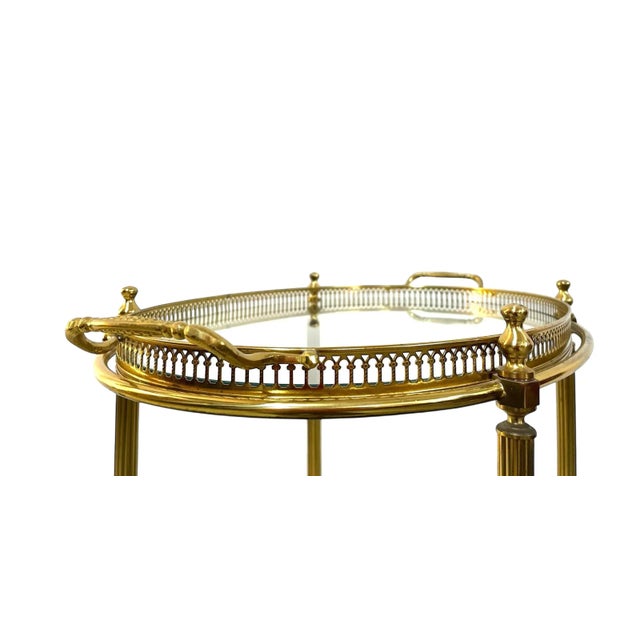 Vintage French Brass Bar Cart from Maison Baguès For Sale - Image 11 of 11