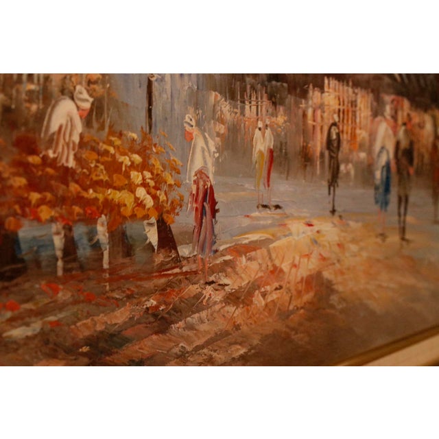 Brown Authentic 1950s Caroline Burnett Framed Oil on Canvas Impressionistic Painting of Parisian Street and Moulin Rouge For Sale - Image 8 of 15