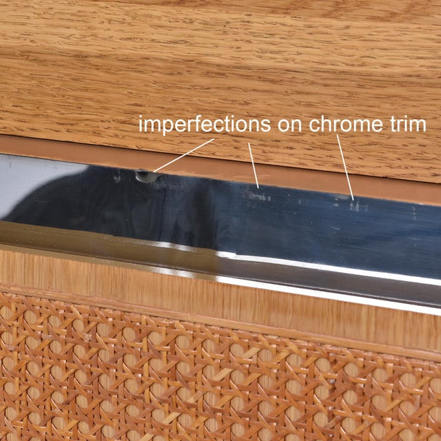 1970s John Stuart Modern Oak and Caned Front Chrome Trim Gentlemen's Tall Dresser For Sale - Image 14 of 15