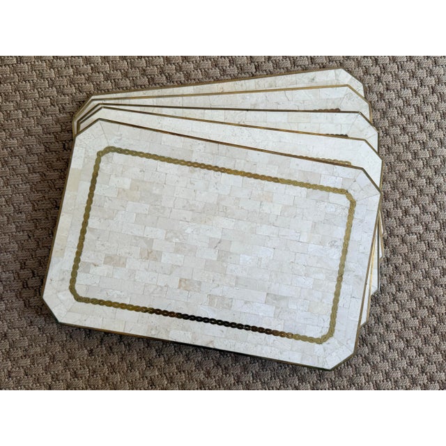 1980s Tessellated Stone Placemats From Maitland-Smith - Set of 5 For Sale - Image 12 of 12