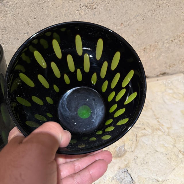 Mid-Century Modern 1960s Murano Vases Cased Glass Black & Green Italy For Sale - Image 3 of 7