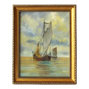 Mid 20th Century Mid Century French Seascape With Sailboats, Framed