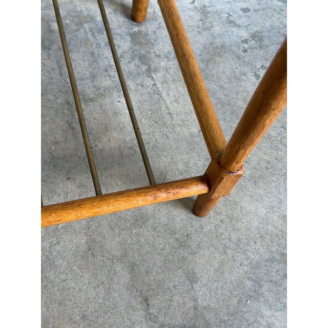 Brown Oak Shoe Rack With Metal Spindles Danish Mid-Century Modern 1970s For Sale - Image 8 of 9