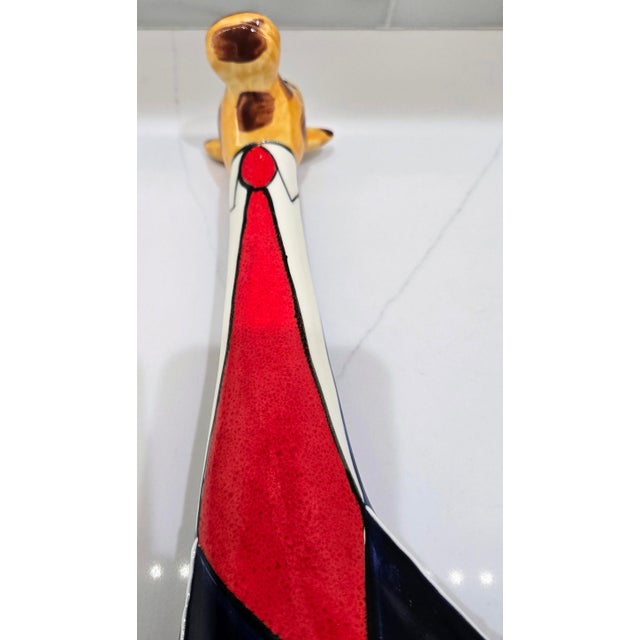 Navy Blue Turov Limited Edition Ceramic Giraffe in Suit – Hand-Painted 1999 Art Sculpture, San Francisco Ca For Sale - Image 8 of 11