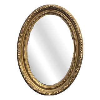 Antique Victorian Gilt Oval Mirror, 1880 For Sale