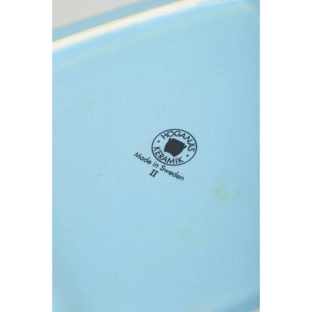 Square Turquoise Glazed Dinner Plates from Höganäs Keramik, Late 20th Century, Set of 4 For Sale - Image 4 of 5