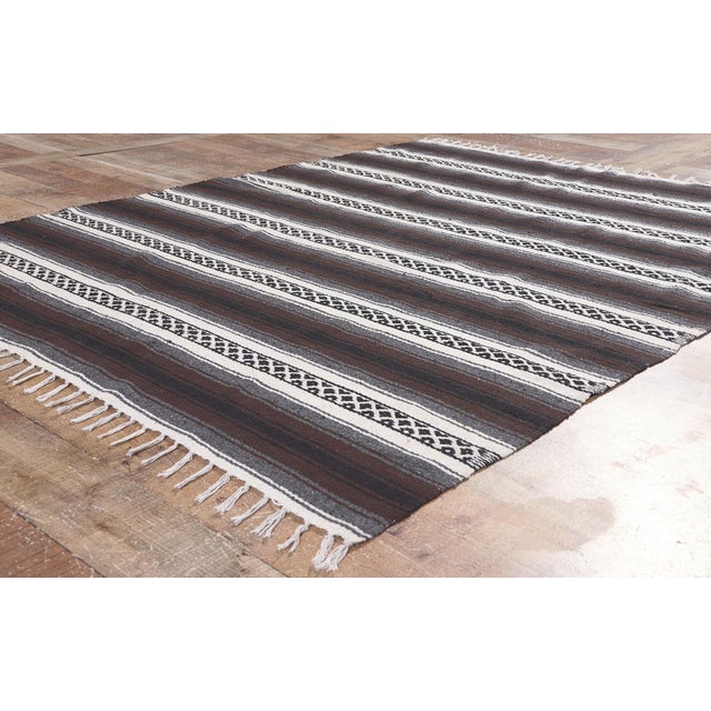 Textile Vintage Striped Indian Kilim Rug - 04'09 X 05'11 For Sale - Image 7 of 9