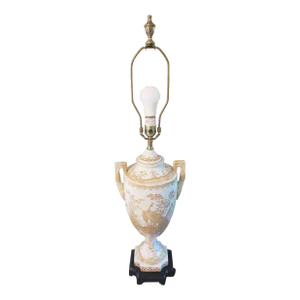 Vintage Late 20th Century Speer Hollywood Regency Porcelain Hand Painted Peacock Trophy Lamp