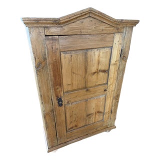 Antique European Scrubbed Pine Pantry Cupboard For Sale