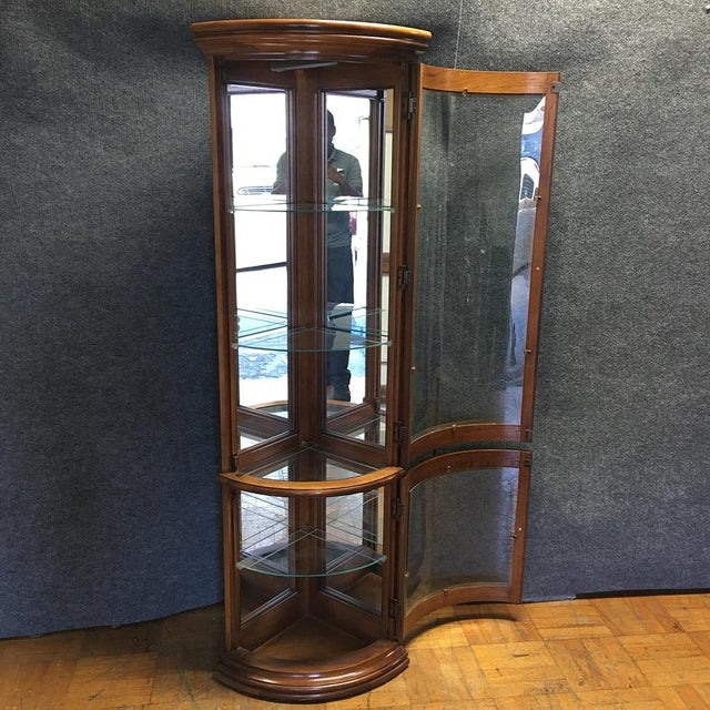 Solid Wood Corner Curio With Glass Doors Chairish