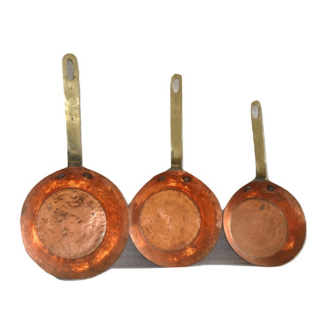 Rustic Mediterranean Copper Cookware With Bronze Handles Set of 3
