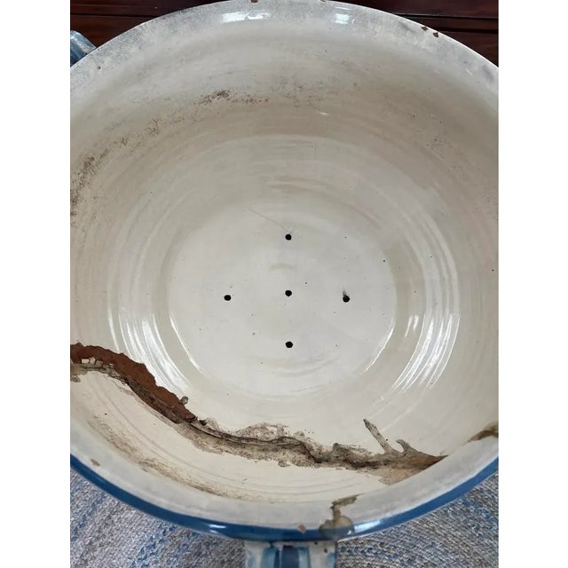 Early 20th Century Enormous Tuscan Over Sized Early Twentieth Century Hand Painted Sicilian Italian Centerpiece Planter With Lionhead Handles Italy For Sale - Image 4 of 11