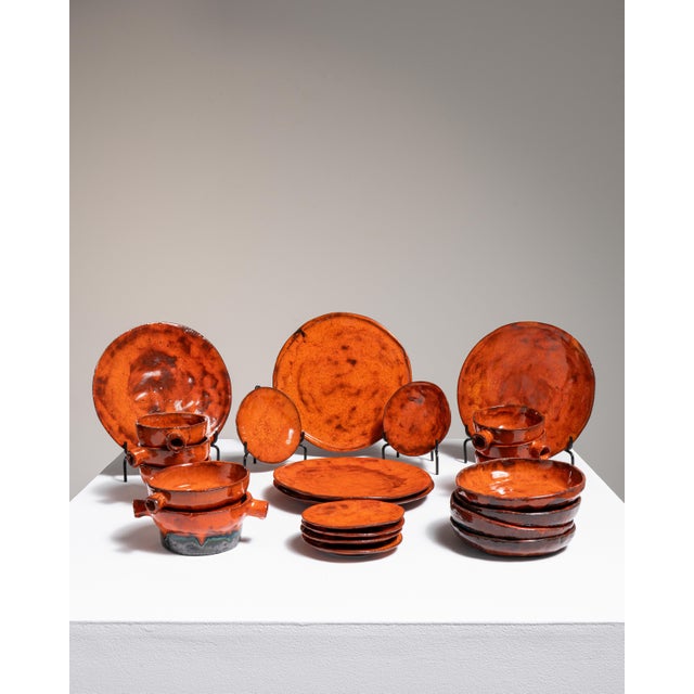 1970s Germany Burnt Orange Ceramic Dinnerware Set For Sale In Greensboro - Image 6 of 15