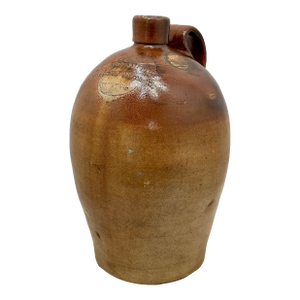 Unusual Early 19th Century Antique English 3 Gallon Size Salt Glaze Stoneware Wine & Brandy Merchants Jug