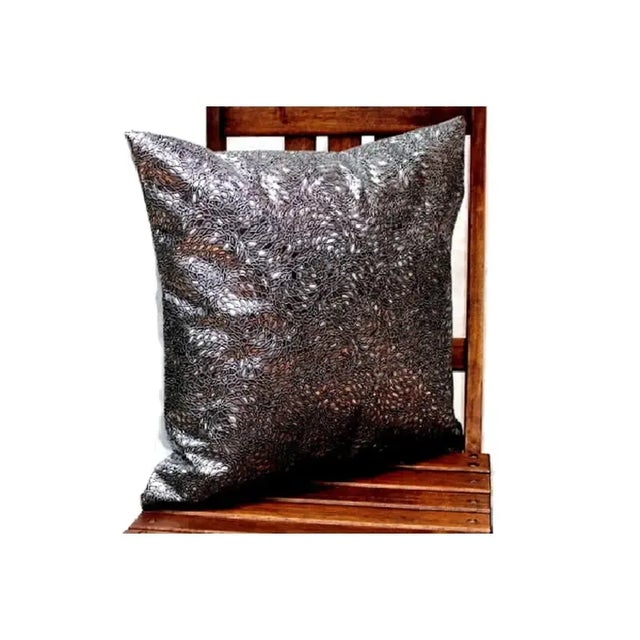 2020s Contemporary Kravet Style Italian Croc Print Faux Leather Pillow Cover For Sale - Image 5 of 13