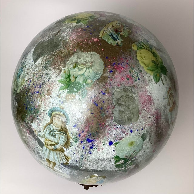 Late 19th Century Victorian Potichomanie Blown Glass Egg Shape Ball or Gazing Ball For Sale In New York - Image 6 of 8