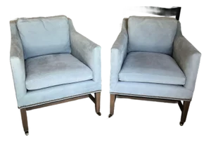 Light Blue Suede Club Chair