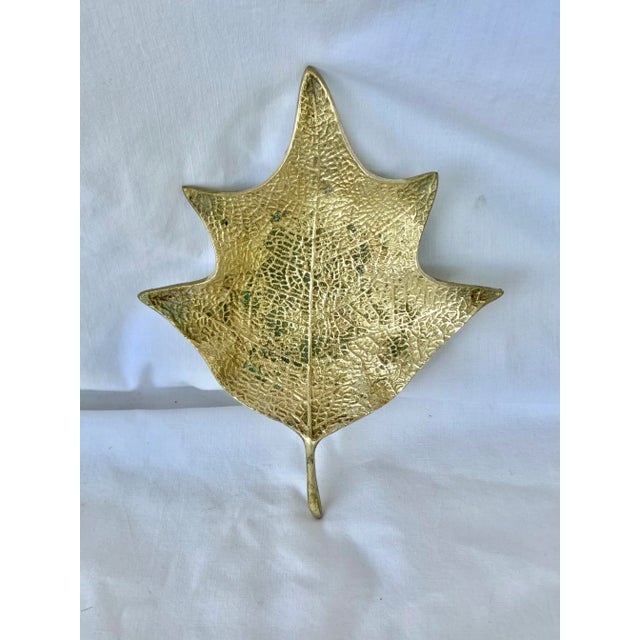 Vintage Brass Poinsettia Leaf Catchall For Sale - Image 9 of 13