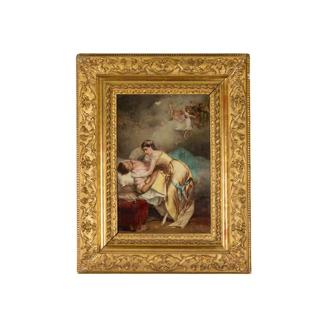 Jean Baptiste Antoine Emile Beranger, Neoclassical Romantic Love Scene, 19th Century, Oil on Canvas For Sale - Image 10 of 10