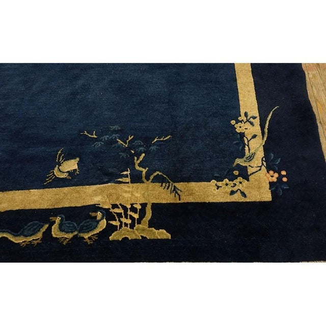 Wool Blue Chinese - Peking 1920s Knotted Hallway Runner Antique Rectangle Rug, Circa Date: 1920s. This exceptional piece...