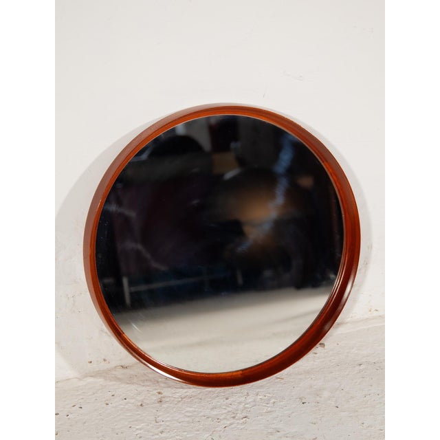 Round Mirror in Teak by Uno & Östen Kristiansson for Luxus, 1960s For Sale - Image 3 of 9